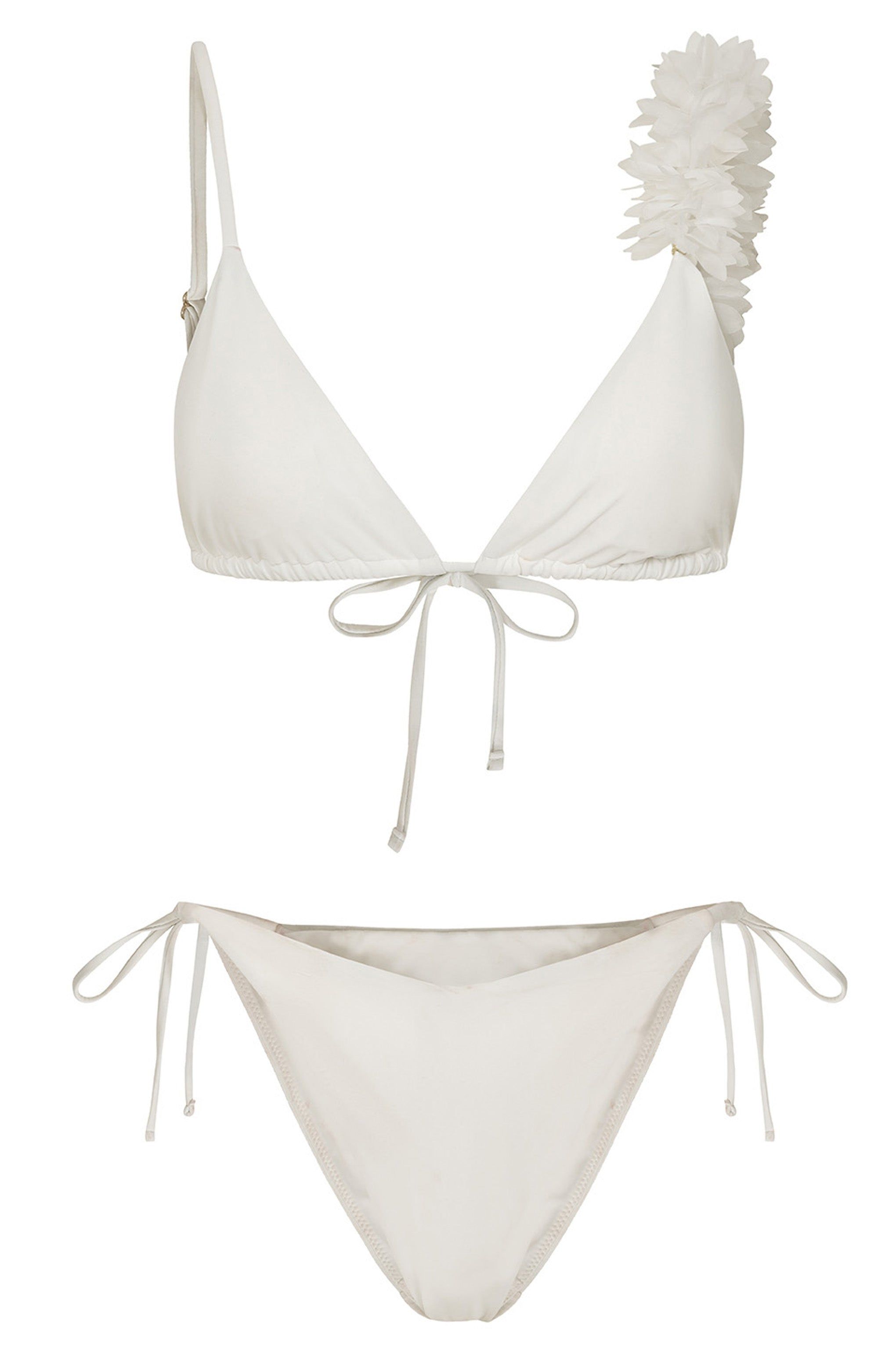Cassia | White Triangle Flower Trimmed Bikini Top sold by Club L London product image thumbnail 8