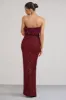 Old Money | Burgundy Bodycon Sequin Maxi Dress With Feather Trim sold by Club L London