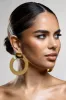 Gold Coast | Gold Statement Drop Hoop Earrings sold by Club L London