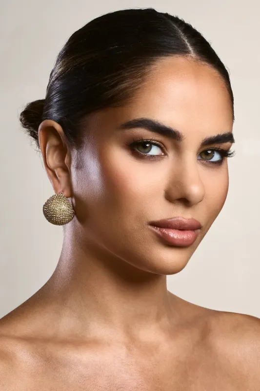 Valerian | Gold Diamante Chunky Earrings sold by Club L London