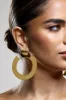 Gold Coast | Gold Statement Drop Hoop Earrings sold by Club L London