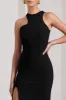 Nalani | Black Sleeveless Cut-Out Split Maxi Dress sold by Club L London