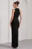 Nalani | Black Sleeveless Cut-Out Split Maxi Dress sold by Club L London