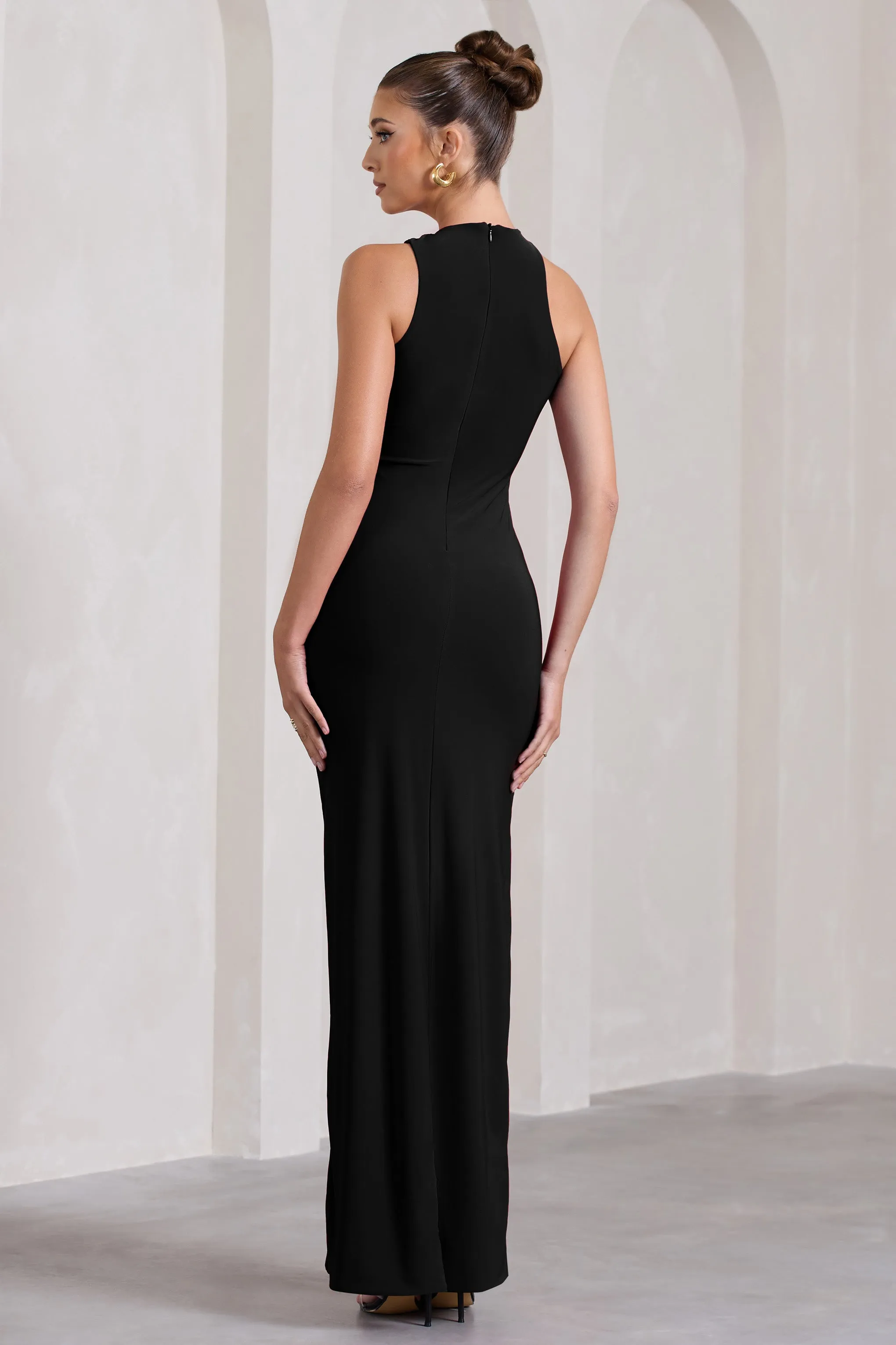 Nalani | Black Sleeveless Cut-Out Split Maxi Dress sold by Club L London product image thumbnail 2