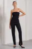 Walk That Walk | Black High-Waisted Flared-Leg Trousers sold by Club L London