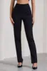 Walk That Walk | Black High-Waisted Flared-Leg Trousers sold by Club L London