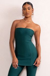 Rylee | Teal Bandage Strapless Longline Top sold by Club L London