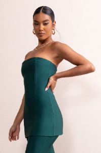 Rylee | Teal Bandage Strapless Longline Top sold by Club L London
