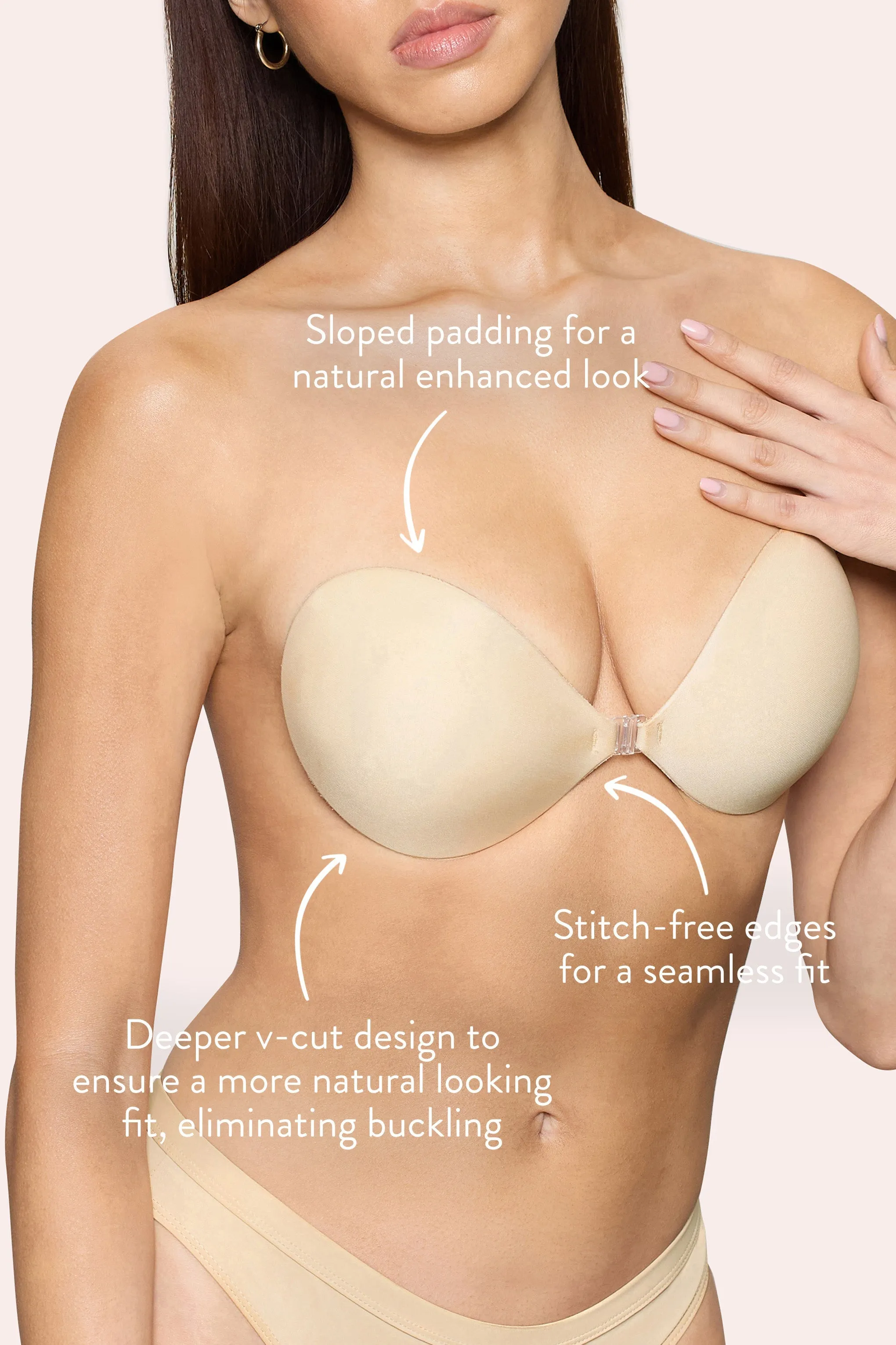 Magic Sticky Bra | Boomba Sand Padded Sticky Bra sold by Club L London product image thumbnail 3