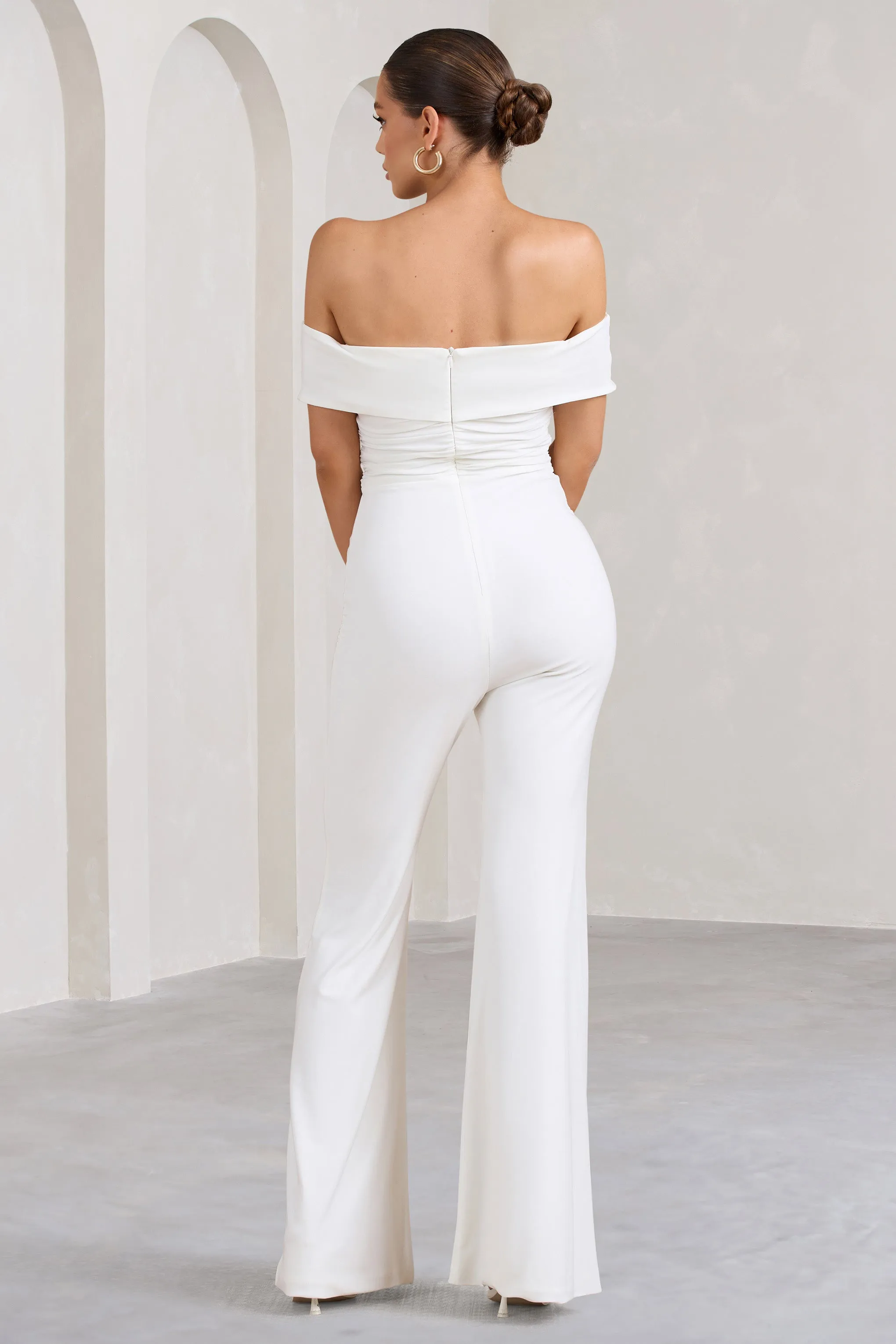 Recognition | White Off The Shoulder Ruched Jumpsuit sold by Club L London product image thumbnail 2