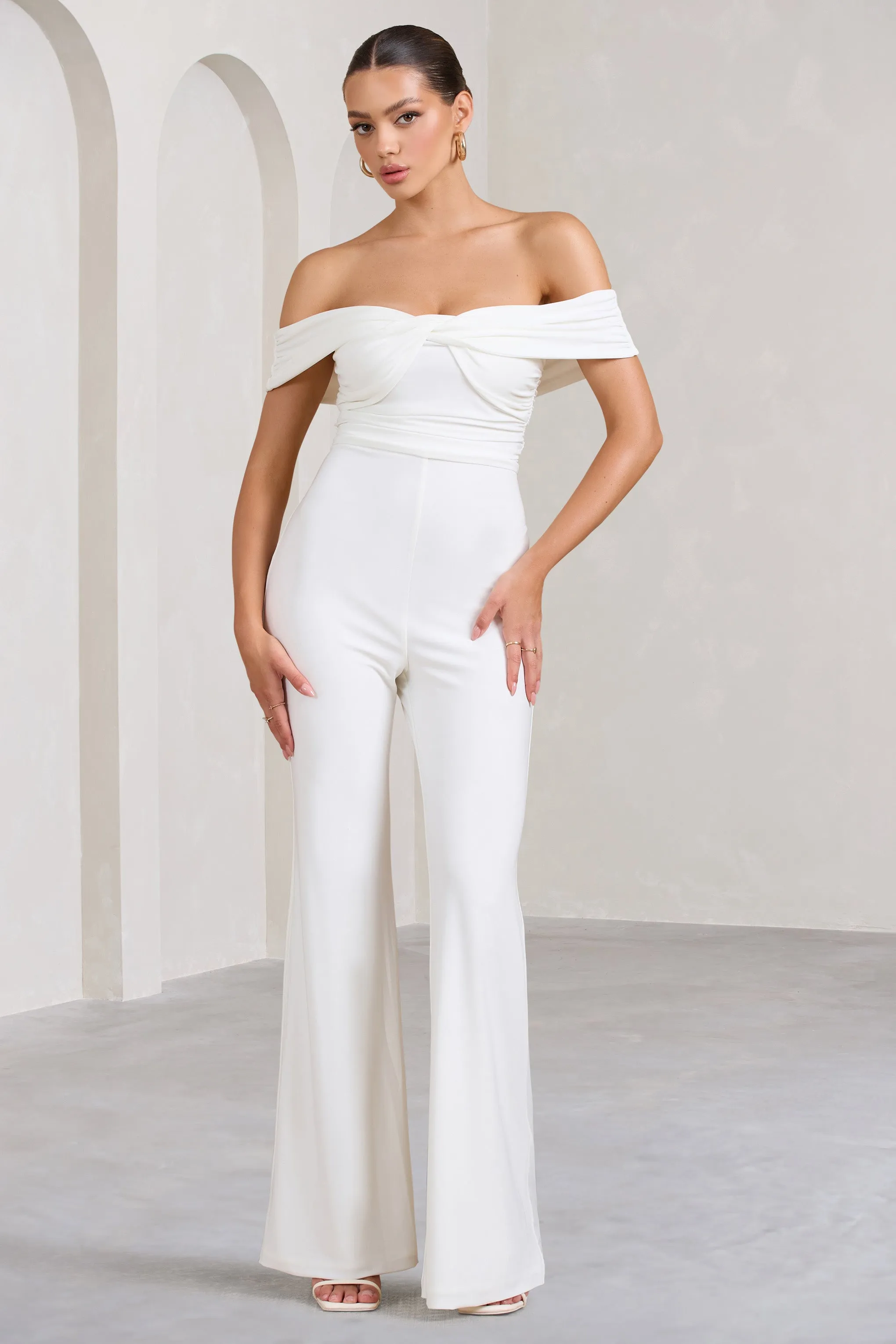 Recognition | White Off The Shoulder Ruched Jumpsuit sold by Club L London product image thumbnail 5