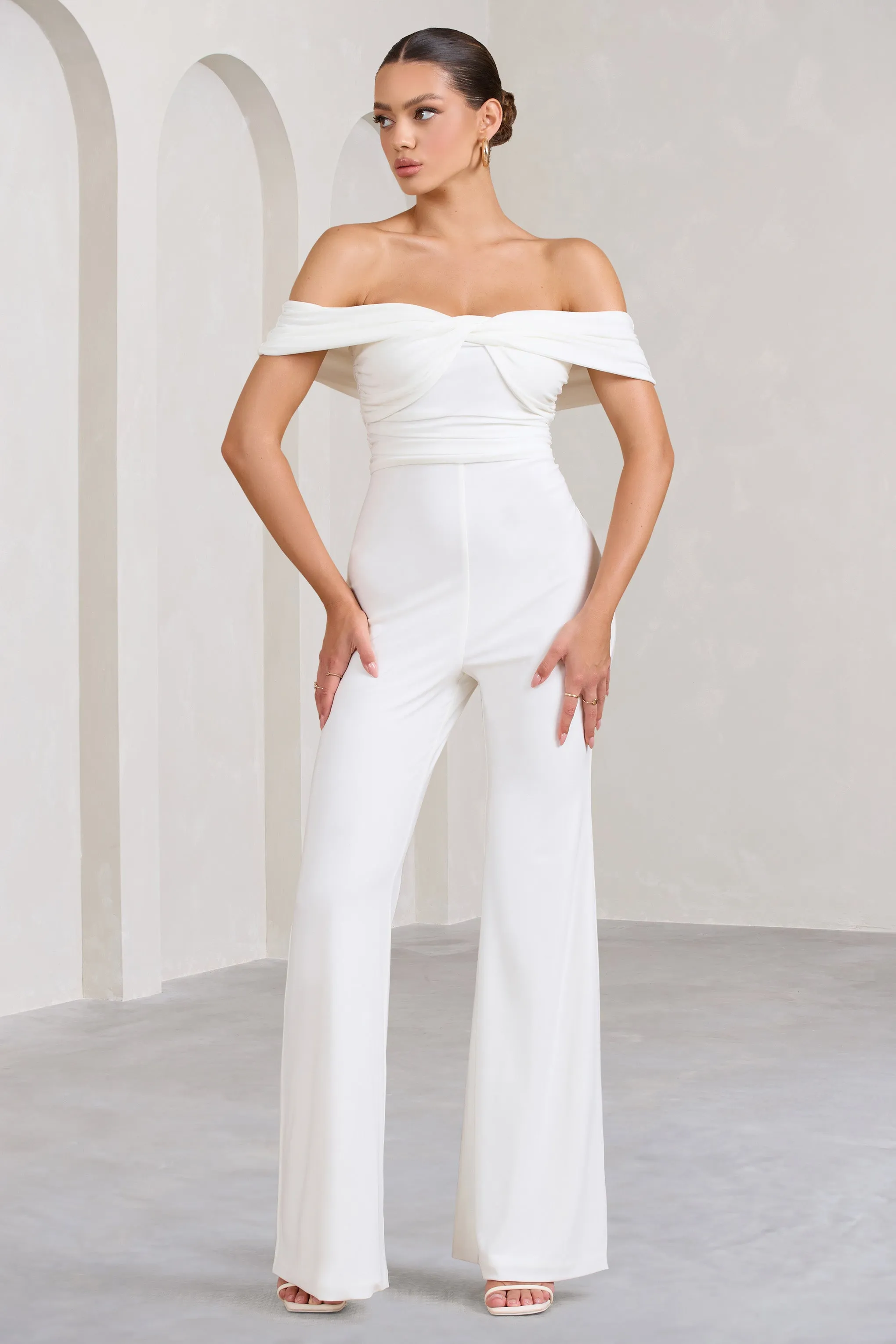 Recognition | White Off The Shoulder Ruched Jumpsuit sold by Club L London product image thumbnail 4