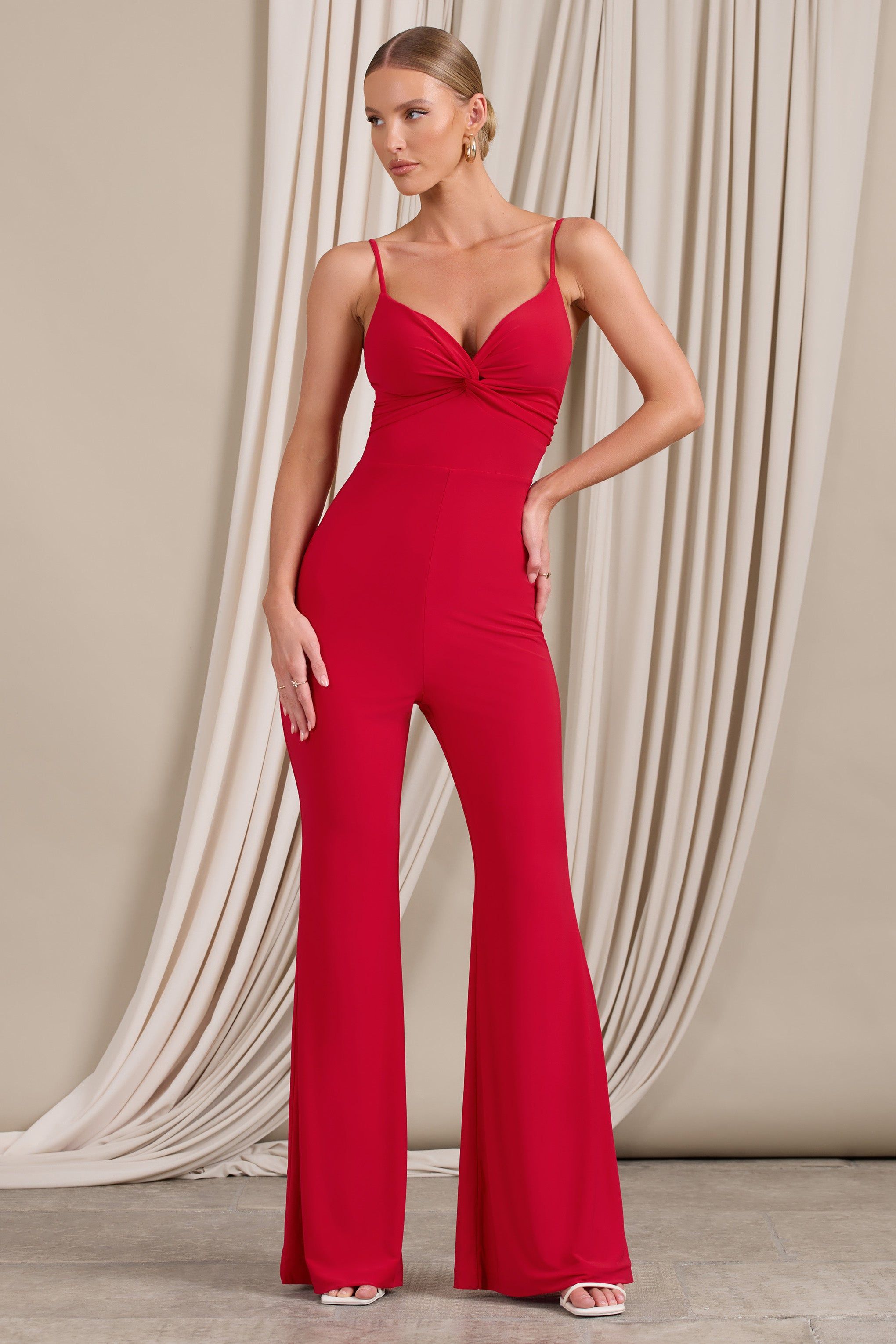 Aspiration | Red Knot Detail Ruched Jumpsuit sold by Club L London product image thumbnail 5