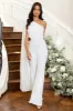 Lyrical | White Sequin Straight Leg Jumpsuit With Cape sold by Club L London