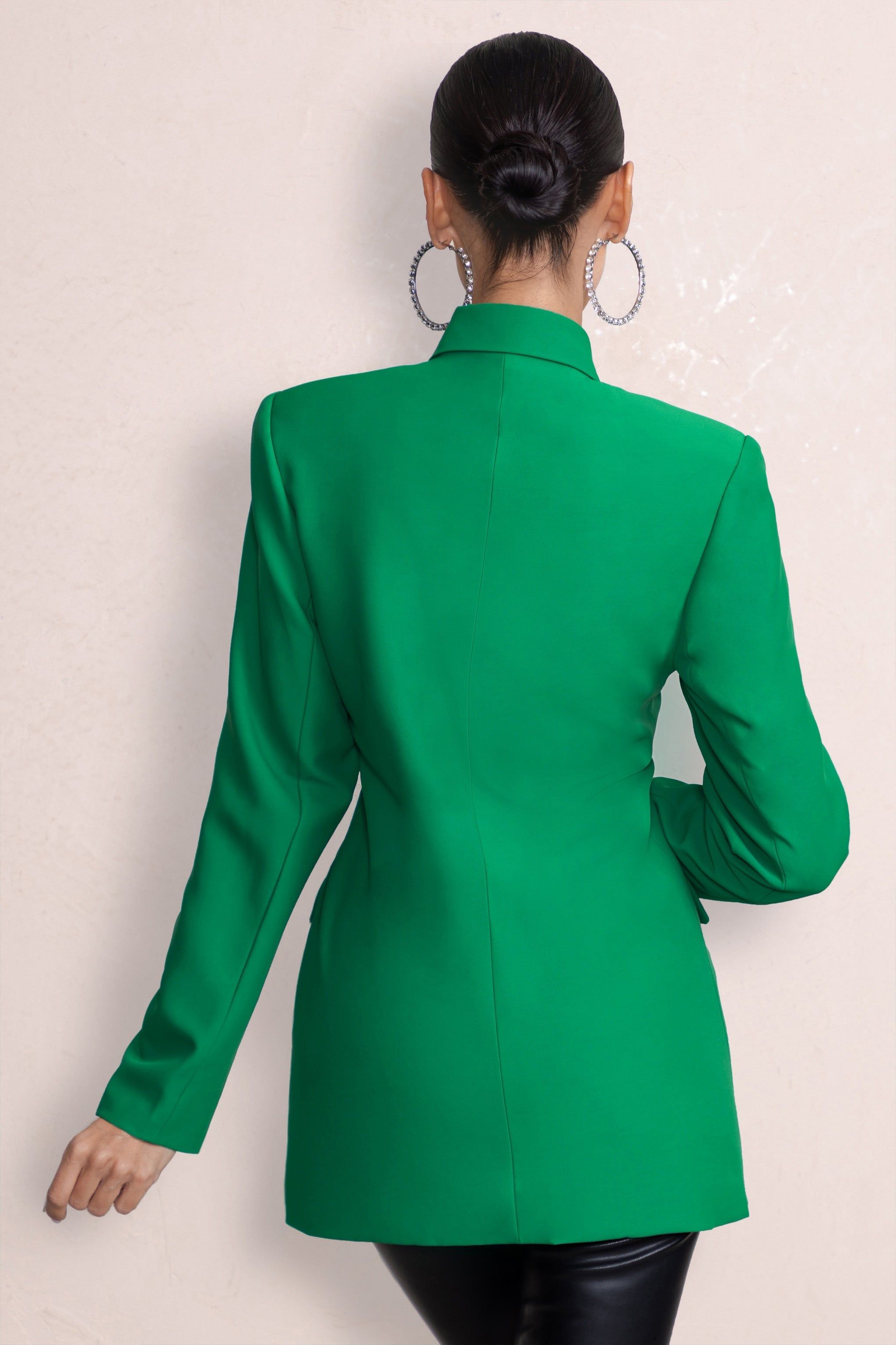 Barbie Girl | Emerald Green Tailored Blazer sold by Club L London product image thumbnail 2