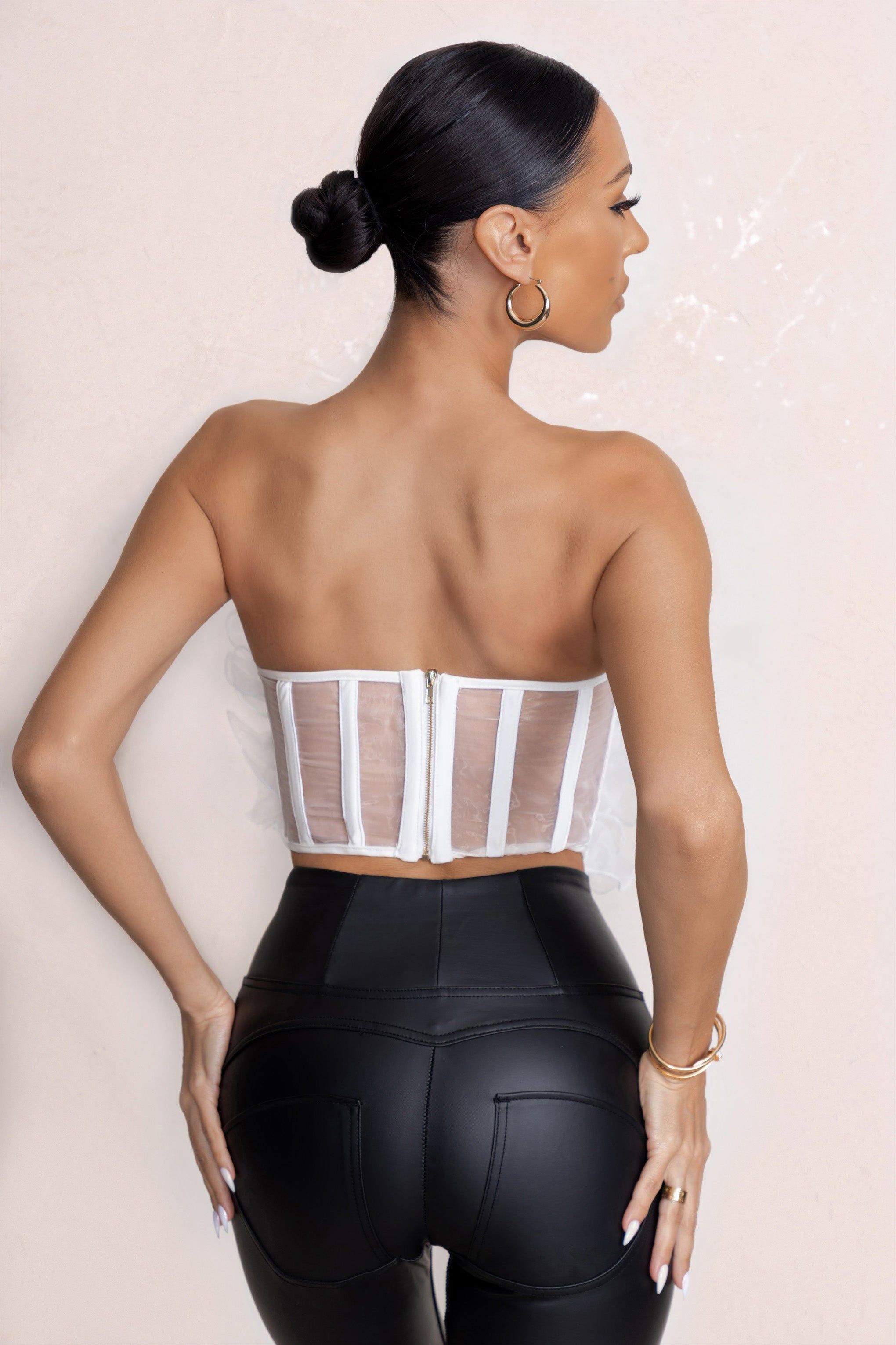 Glorious | White Strapless Organza Corset Top sold by Club L London product image thumbnail 2