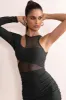 Olivia | Black Mesh One Shoulder Layered Midi Dress With Ruching sold by Club L London