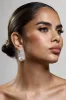 Lumen | Silver Diamante Pearl Statement Earrings sold by Club L London