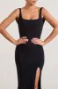Elle | Black Square-Neck Open-Back Split Maxi Dress sold by Club L London