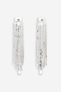 Ali | Silver Diamante Tassel Earrings sold by Club L London