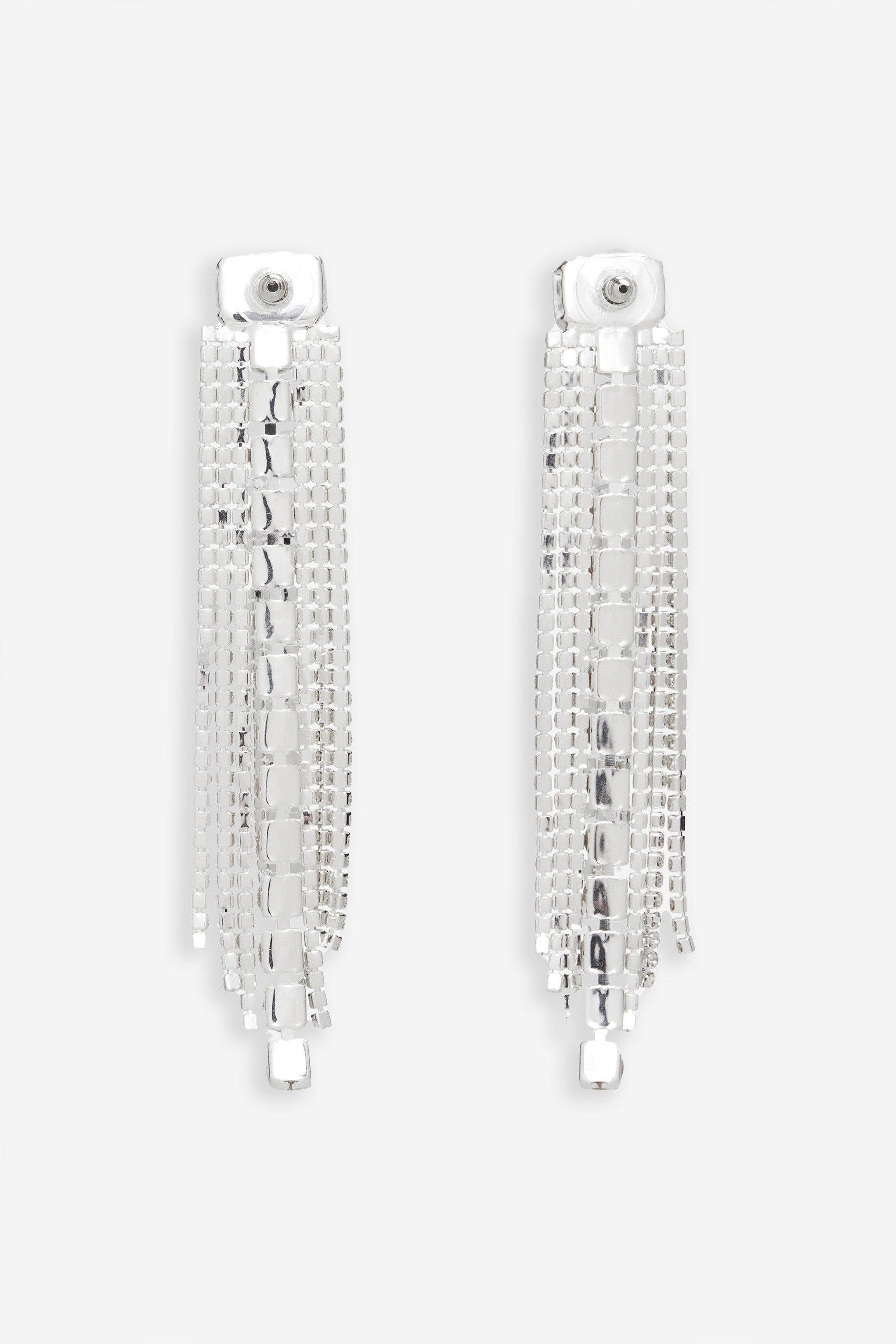 Ali | Silver Diamante Tassel Earrings sold by Club L London product image thumbnail 3