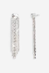 Ali | Silver Diamante Tassel Earrings sold by Club L London