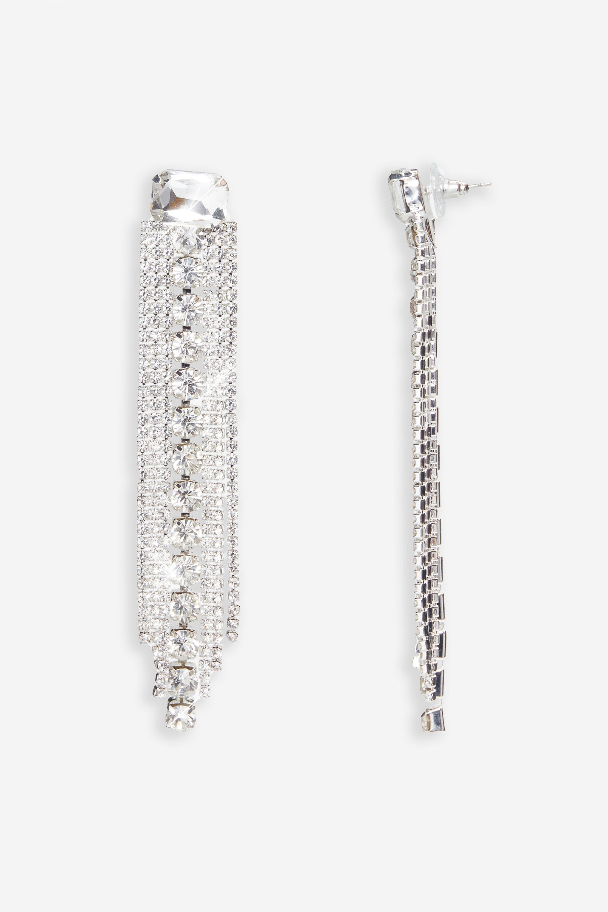Ali | Silver Diamante Tassel Earrings sold by Club L London product image thumbnail 2