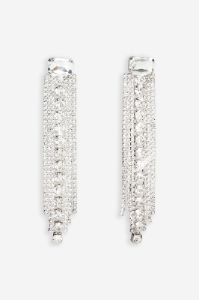 Ali | Silver Diamante Tassel Earrings sold by Club L London
