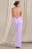 Future Love | Lilac Ruched Cowl Maxi Dress With Thigh Split sold by Club L London