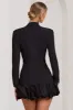 Cloud Catching | Black Tailored Blazer Mini Dress With Ruffled Hem sold by Club L London