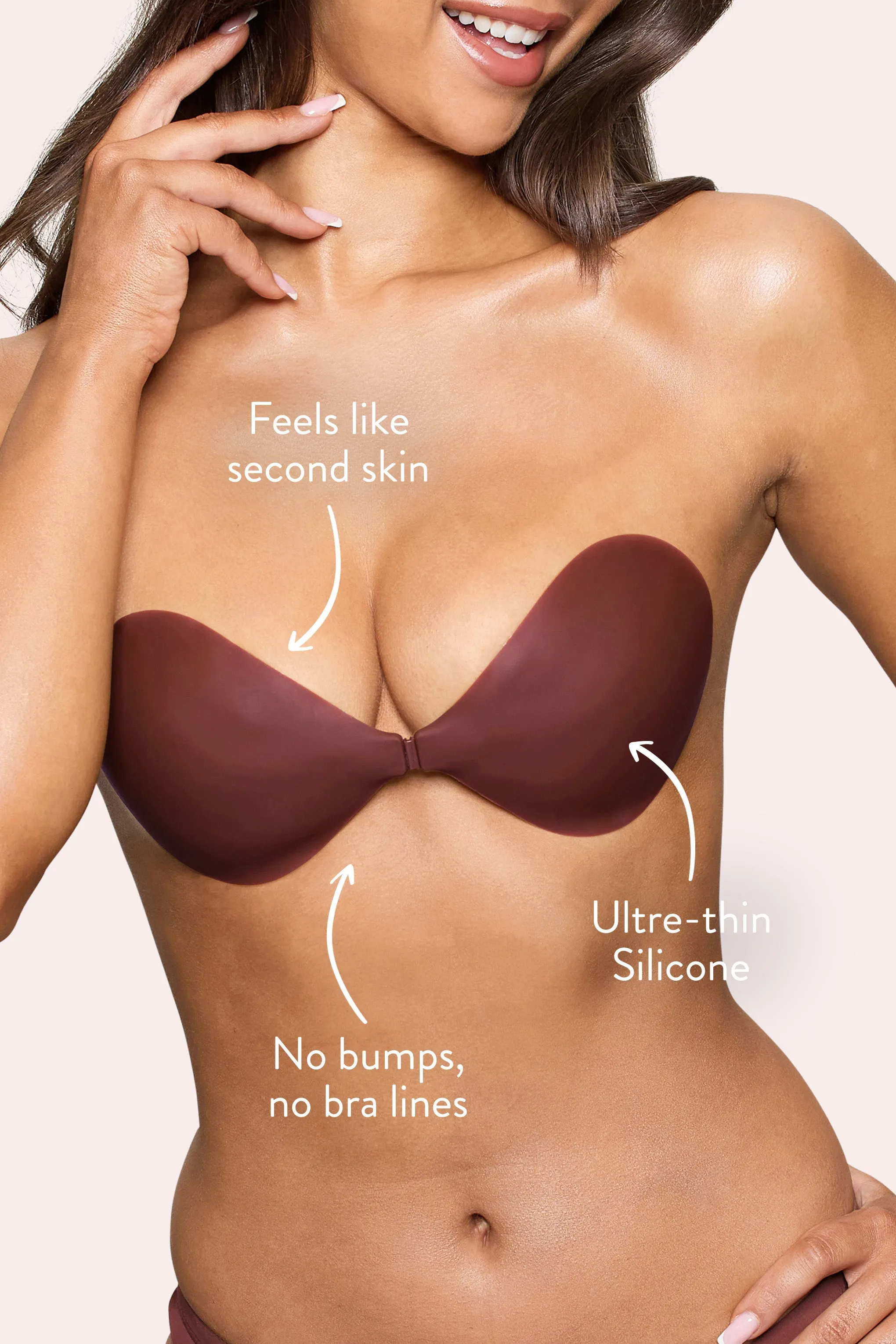 Invisibra | Boomba Cocoa Invisible Sticky Bra sold by Club L London product image thumbnail 4
