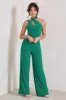 Tilly | Green Cut Out Halterneck Asymmetrical Jumpsuit sold by Club L London