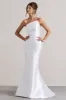 Define | White Satin Asymmetric Fishtail Maxi Dress sold by Club L London
