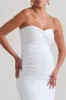 Evita | White Maternity Sweetheart Twist Detail Midi Dress sold by Club L London