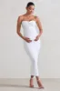 Evita | White Maternity Sweetheart Twist Detail Midi Dress sold by Club L London