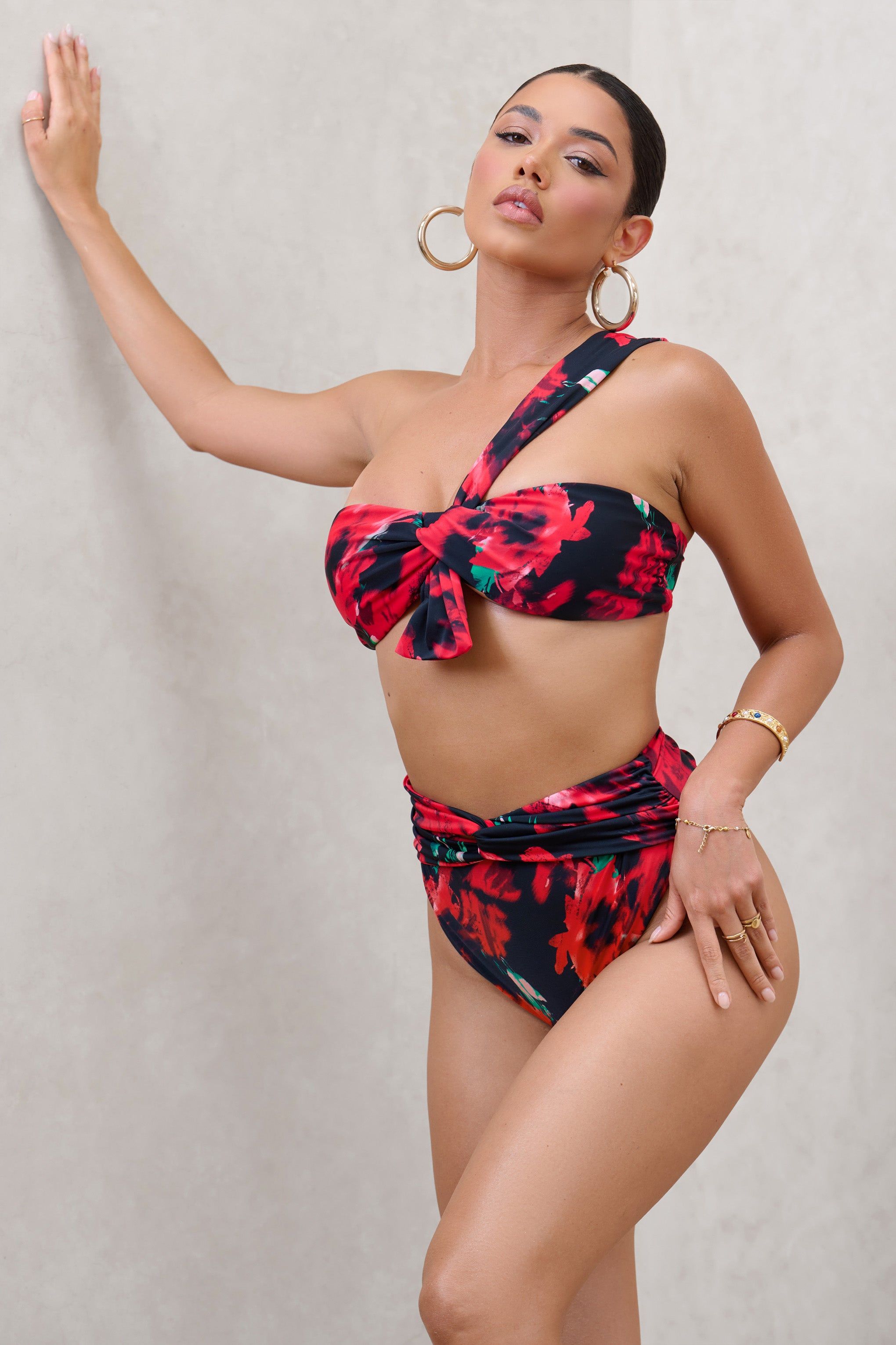 High Tide | Multi Print High Waisted Twist Front Bikini Bottoms sold by Club L London product image thumbnail 5