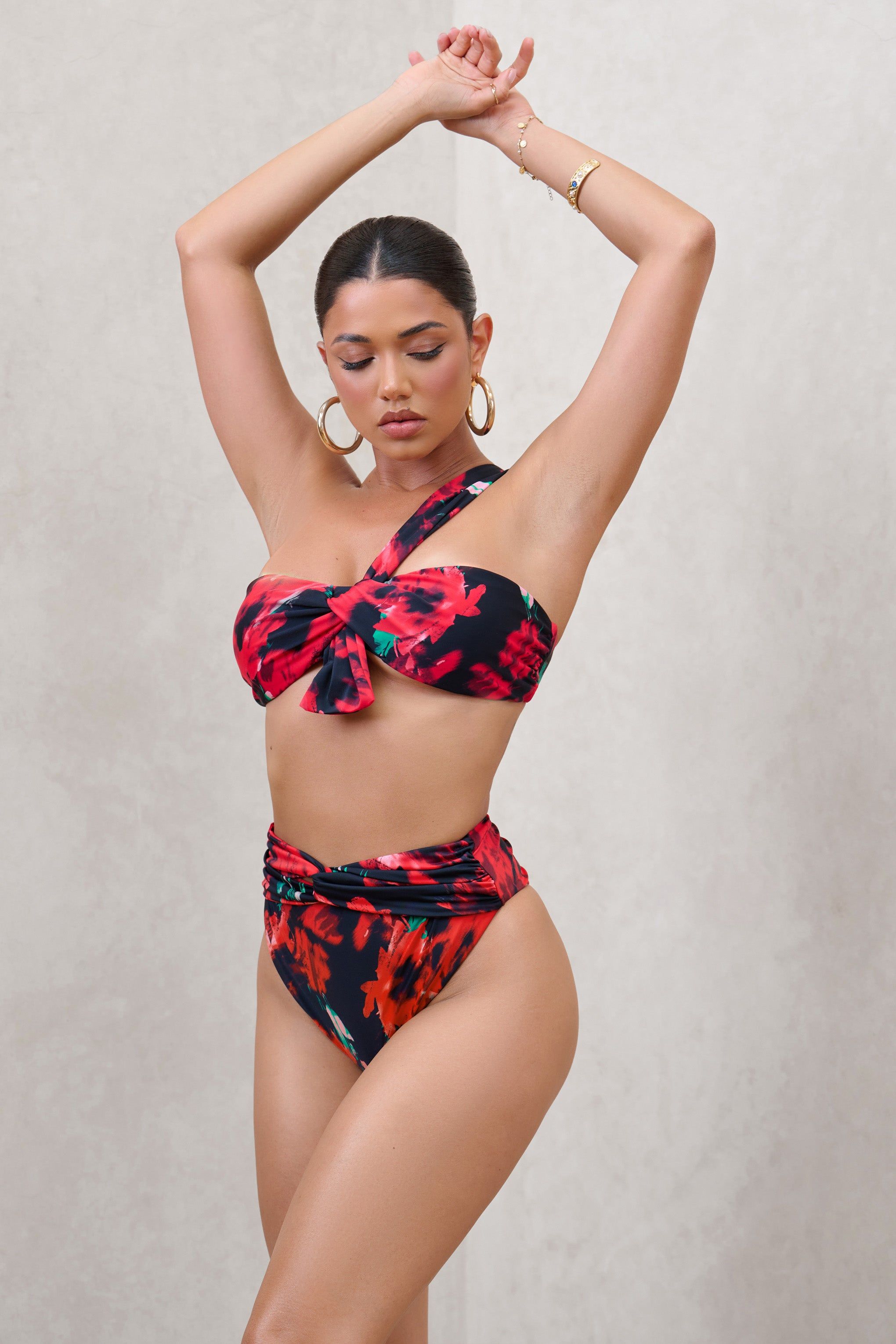 High Tide | Multi Print High Waisted Twist Front Bikini Bottoms sold by Club L London product image thumbnail 6