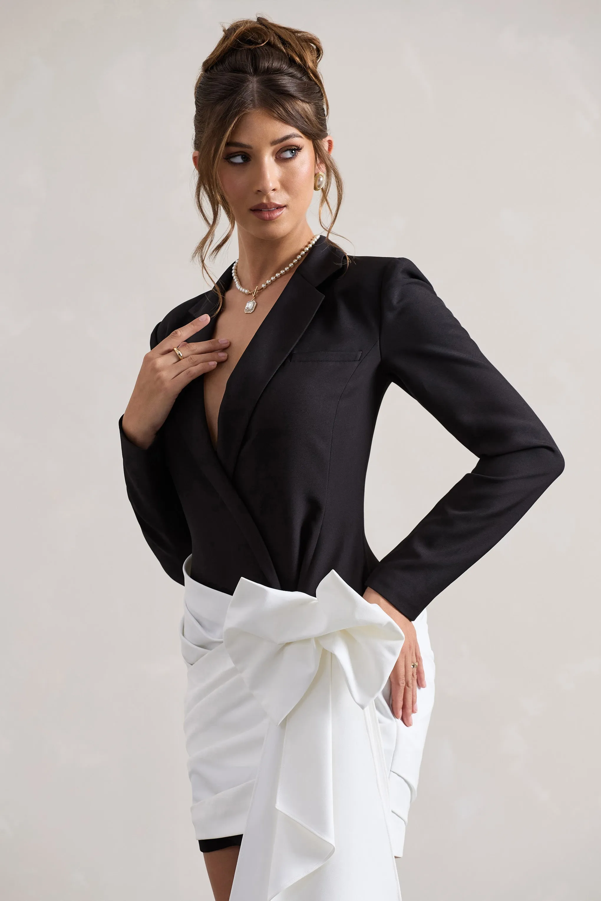 Capital | Black Tailored Blazer Mini Dress With Side Drape sold by Club L London product image thumbnail 3