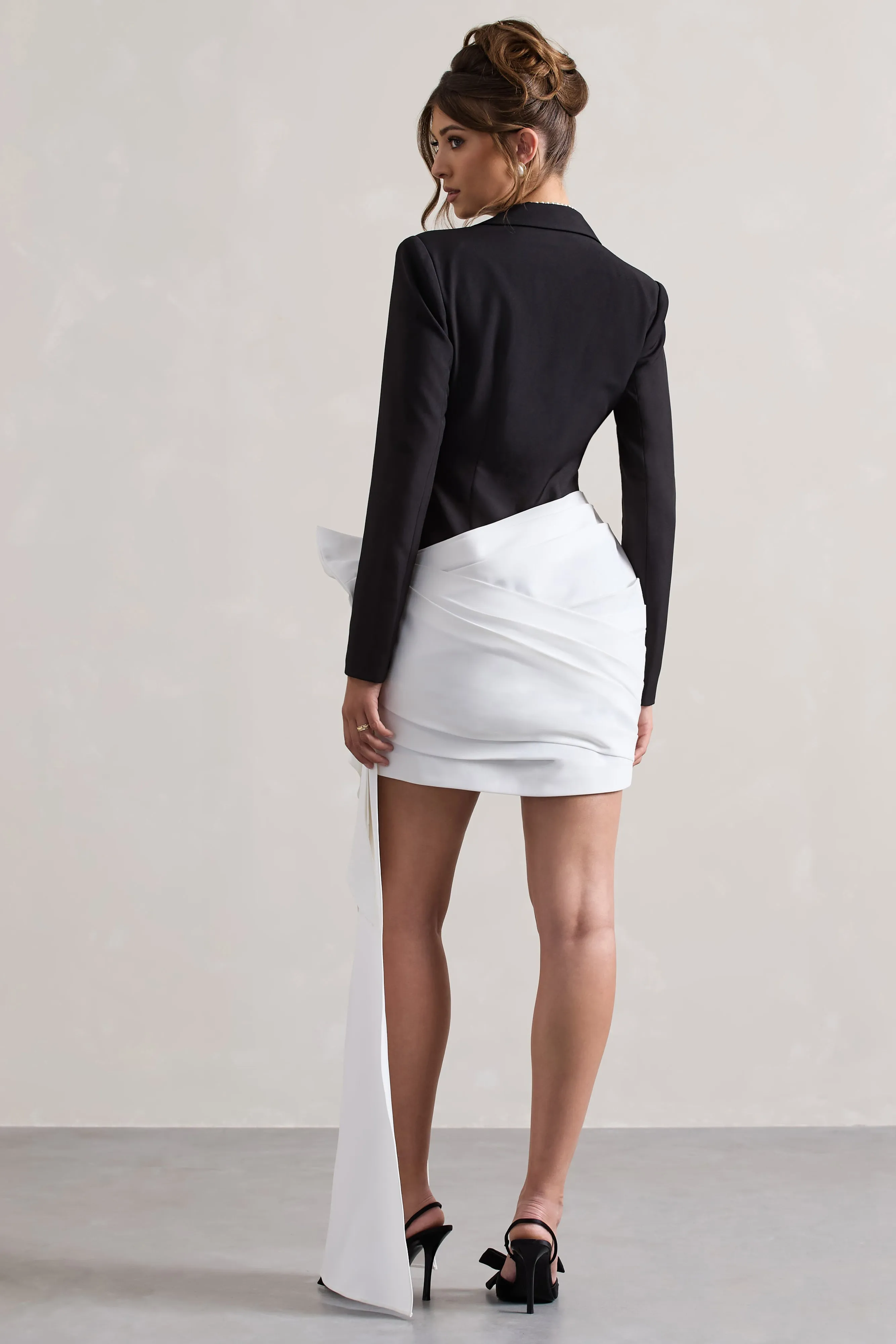 Capital | Black Tailored Blazer Mini Dress With Side Drape sold by Club L London product image thumbnail 2