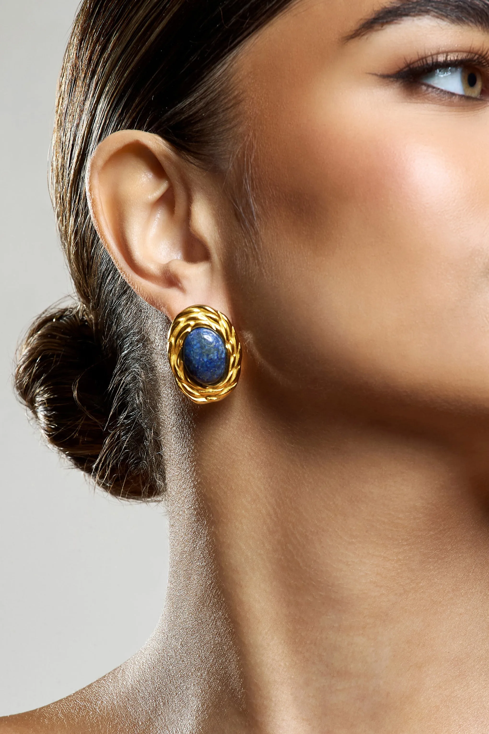 Essie | Blue Pendant Gold Earrings sold by Club L London product image thumbnail 4