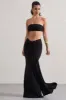 Vitality | Black Ruched Drape Maxi Skirt sold by Club L London