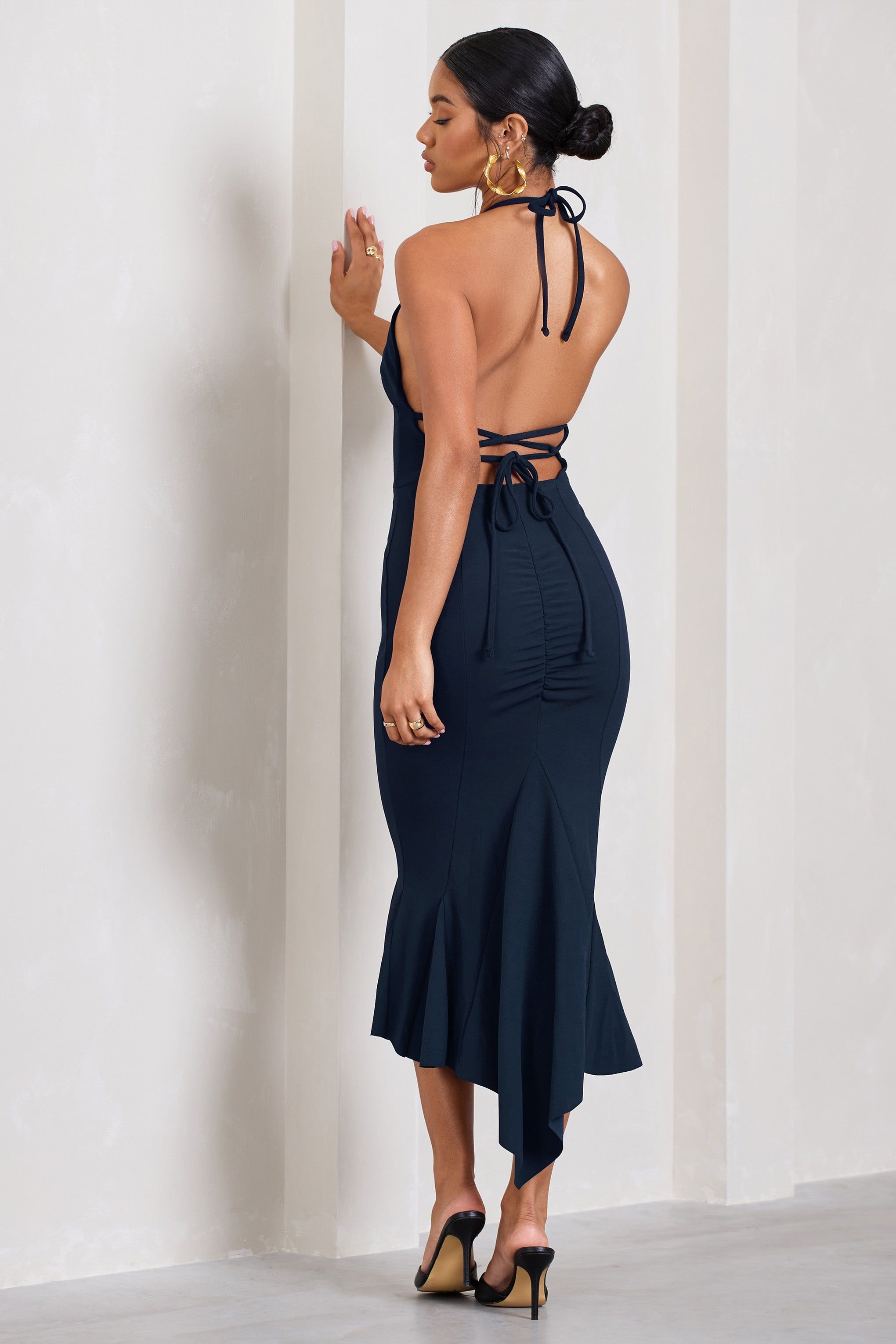 Maluma | Navy Halter-neck midi dress sold by Club L London product image thumbnail 2