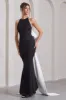 Bestow | Black Open-Back Maxi Dress With Oversized White Bow sold by Club L London