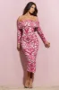 Over Love | Pink Porcelain Print Bardot Midi Dress sold by Club L London