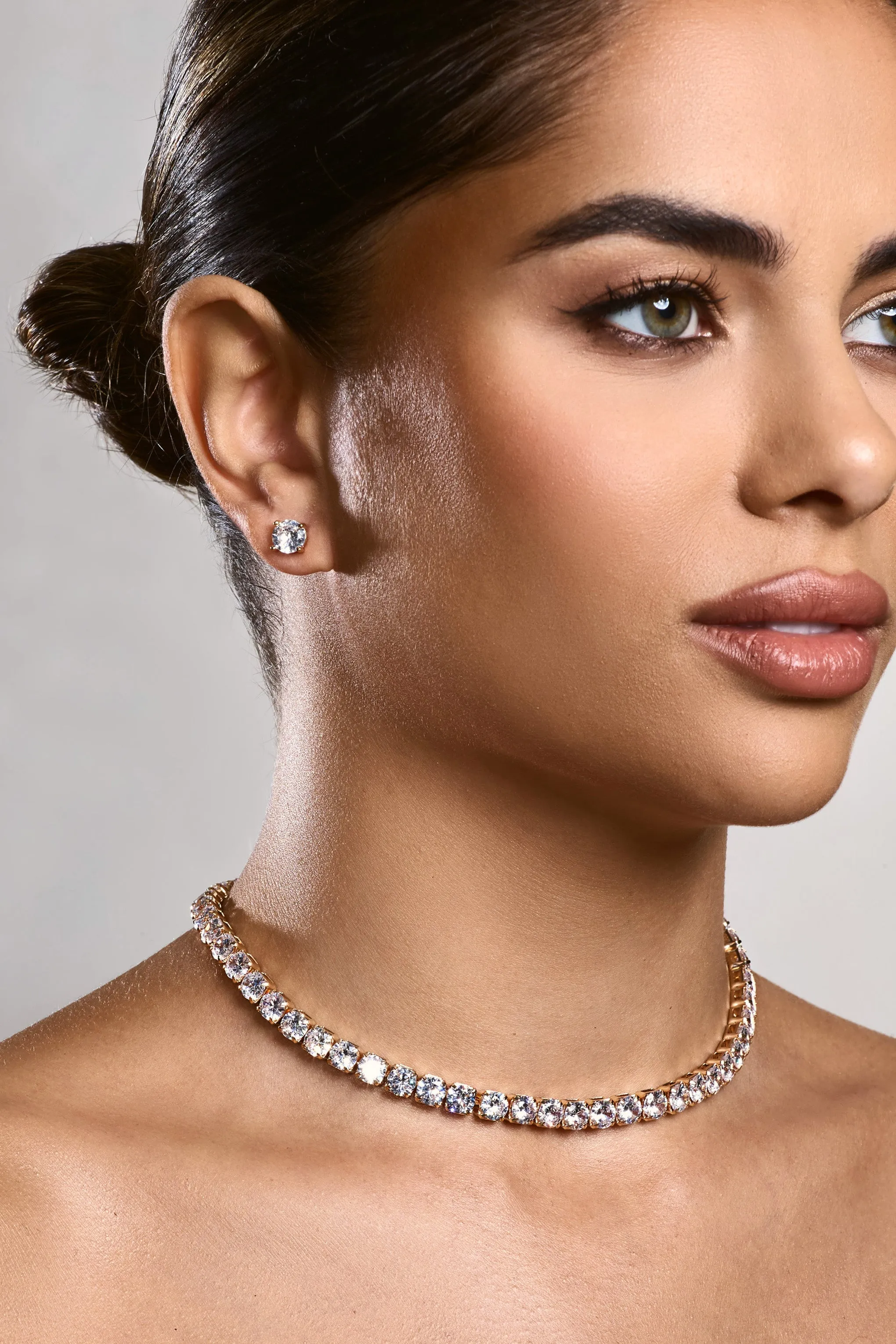 Livia | Silver Diamante Necklace & Earrings Set sold by Club L London product image thumbnail 5