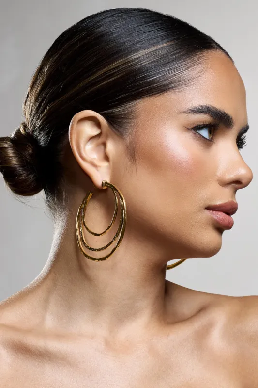 Trilogy | Gold Layered Hoop Earrings sold by Club L London