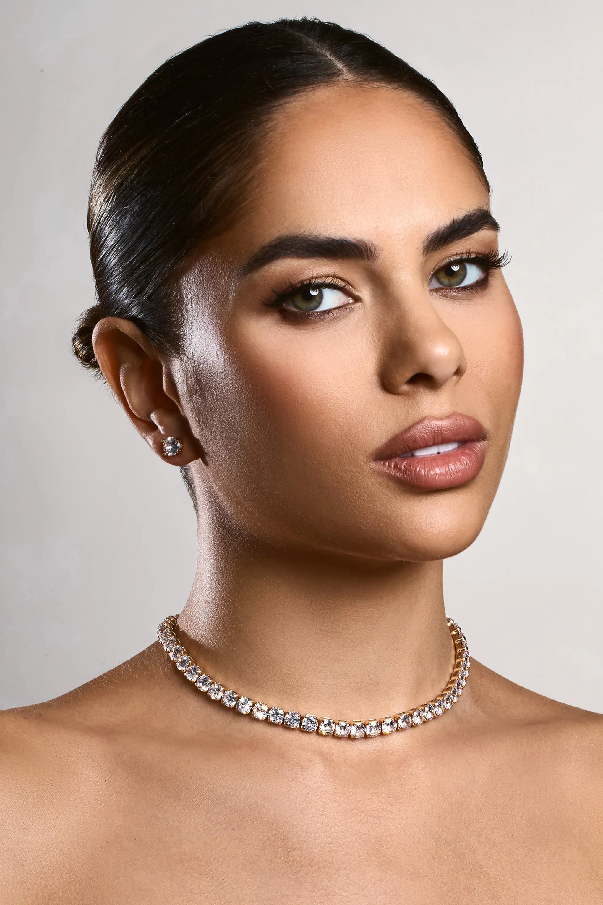 Livia | Silver Diamante Necklace & Earrings Set sold by Club L London product image thumbnail 4