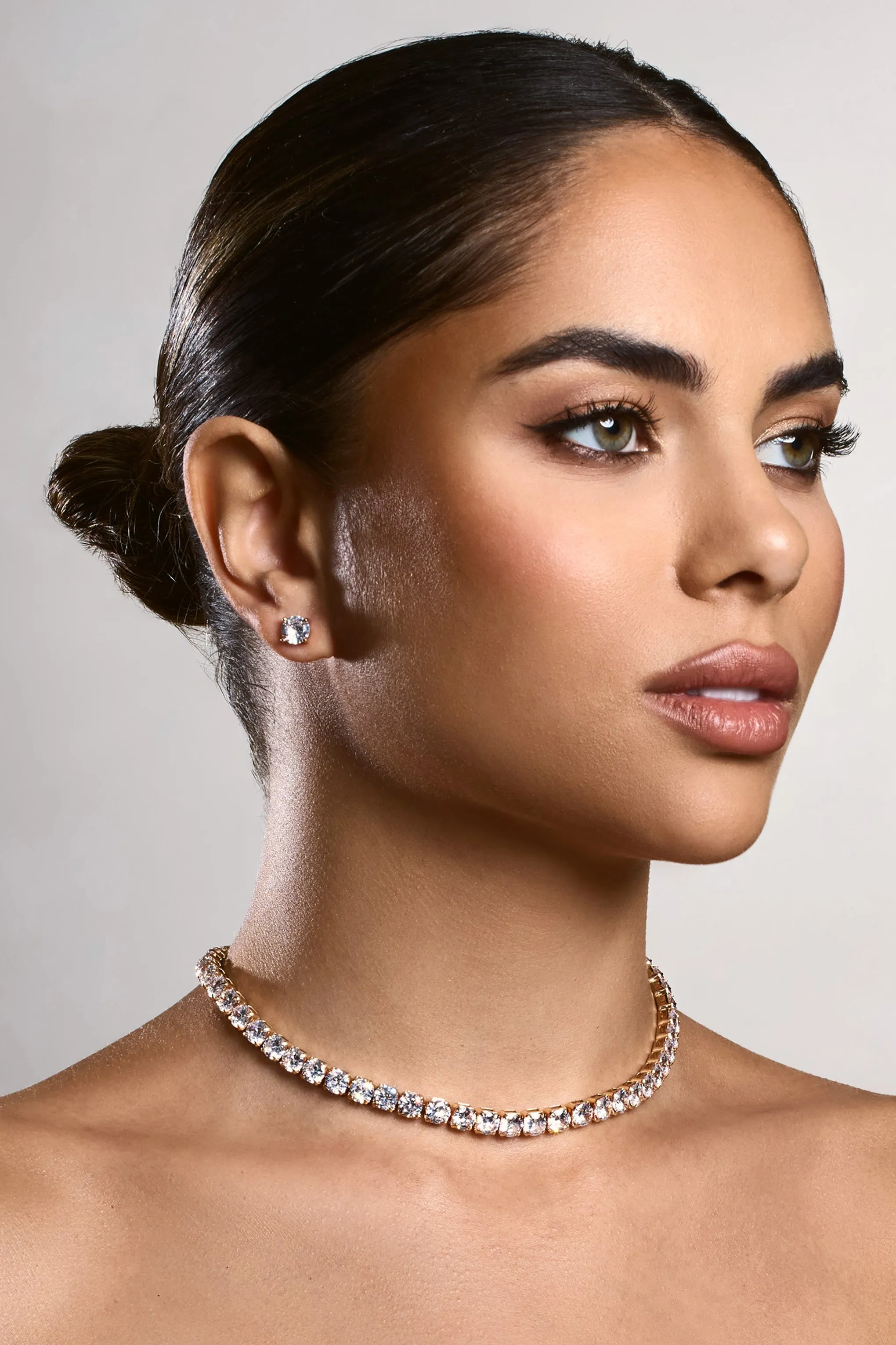 Livia | Silver Diamante Necklace & Earrings Set sold by Club L London product image thumbnail 3