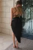 Risk It All | Black Cami Cowl Neck Asymmetric Hem Midi Dress sold by Club L London