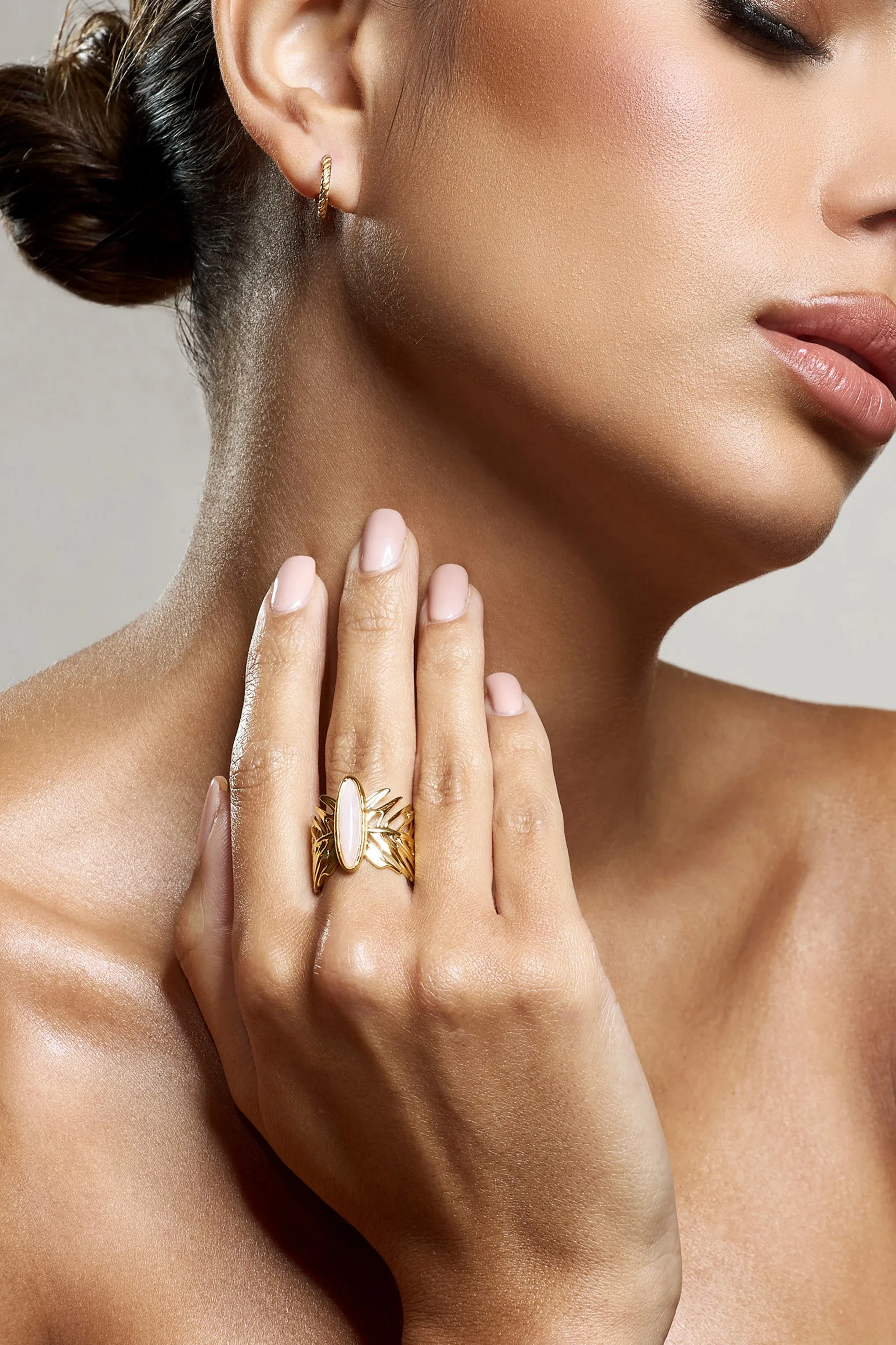 Kaya | Pink Leaf Adjustable Ring sold by Club L London product image thumbnail 2